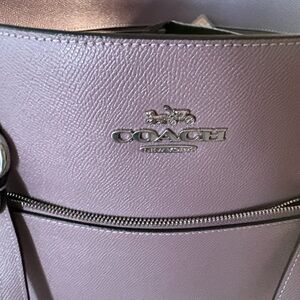Coach Lilac Leather Shoulder Bag with Silver Hardware